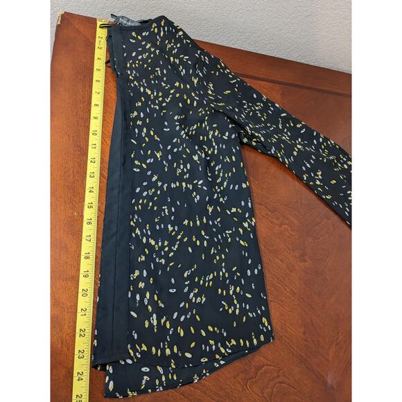 Primark Dotted Blouse 4 Black Yellow Split VNeck Long Sleeves Staple Printed Top - Picture 6 of 9